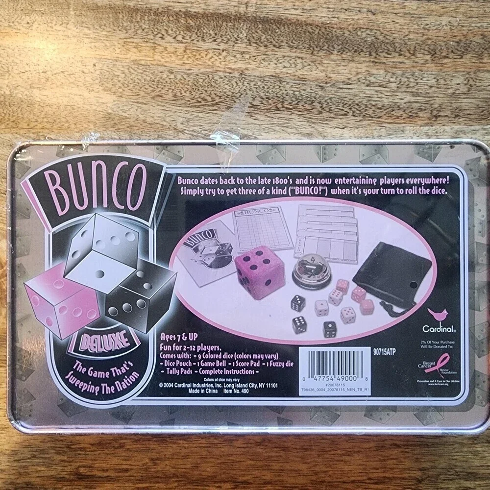Cardinal Bunco Deluxe Dice Game 2004 Ages 7+ 2-12 Players Family New Sealed